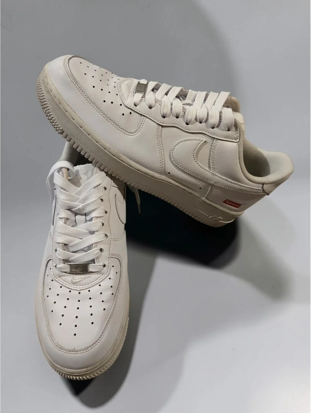 Nike Air Force 1 Supreme White CU9225-100 Men's Size 9 Box Logo Preowned
